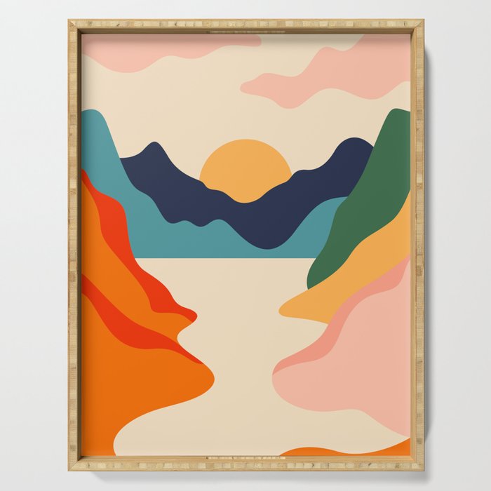 Colorful nature mountain landscape art Serving Tray Gallery Image 1