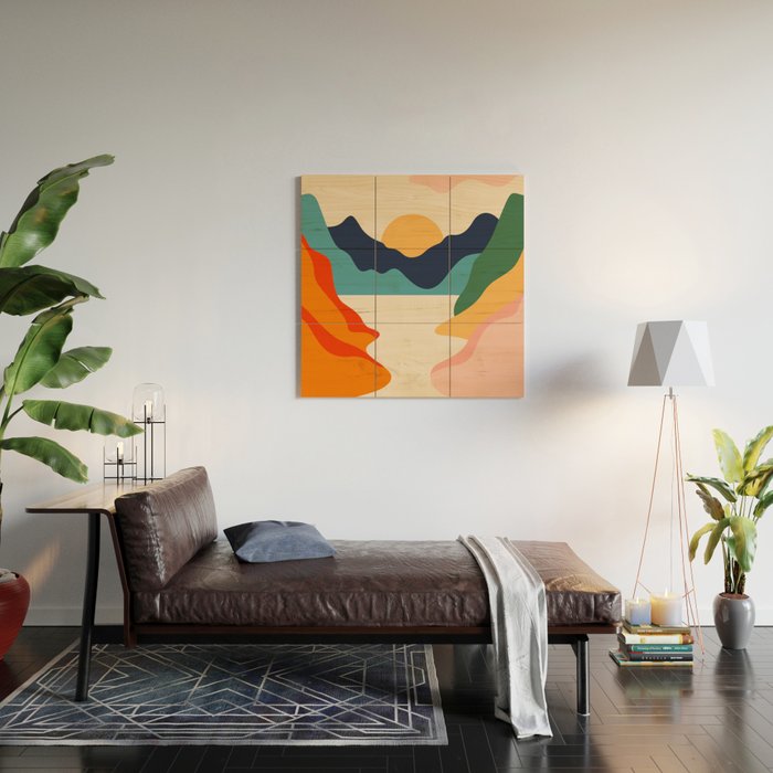 Colorful nature mountain landscape art Wood Wall Art Gallery Image 2