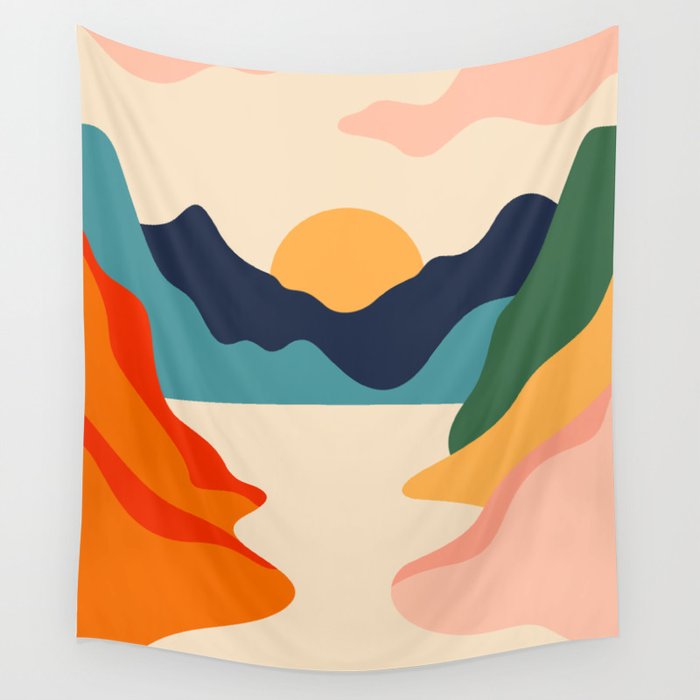 Colorful nature mountain landscape art Wall Tapestry Gallery Image 4
