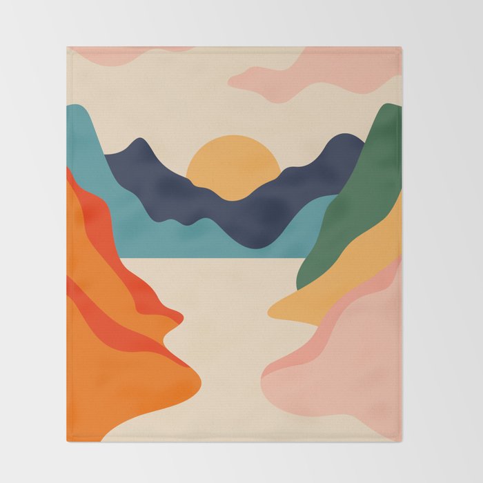 Colorful nature mountain landscape art Throw Blanket Gallery Image 2