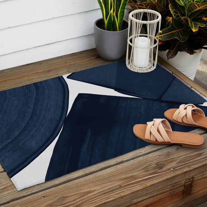 Minimalist Painting Blue II, Modern Abstract Outdoor Rug Gallery Image 2