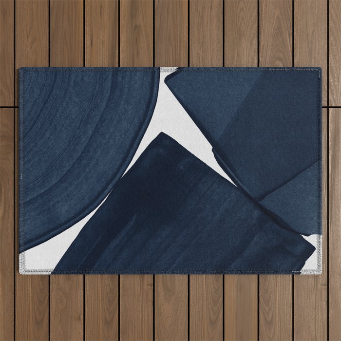 Minimalist Painting Blue II, Modern Abstract Outdoor Rug Gallery Image 1