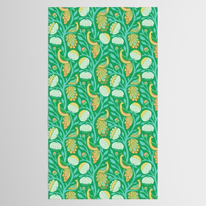 Peacock Dreams - Electric Green Tablecloth Gallery Image 2