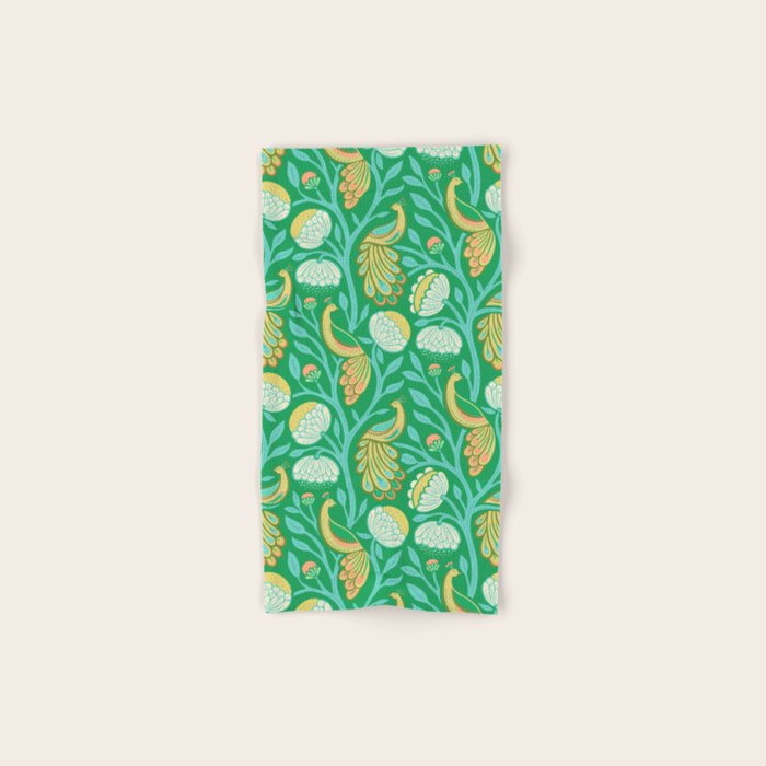 Peacock Dreams - Electric Green Bath Towel Gallery Image 1