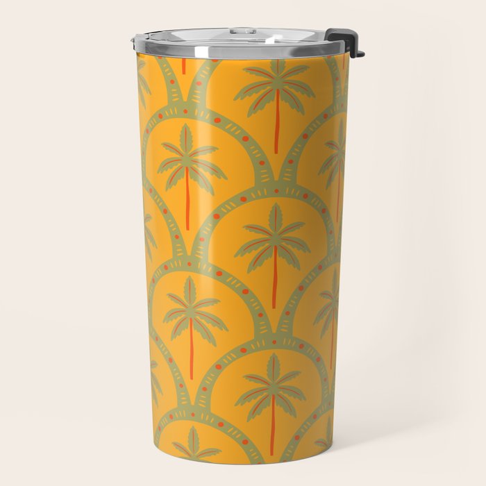 Vintage summer palm tree art pattern Travel Mug Gallery Image 2