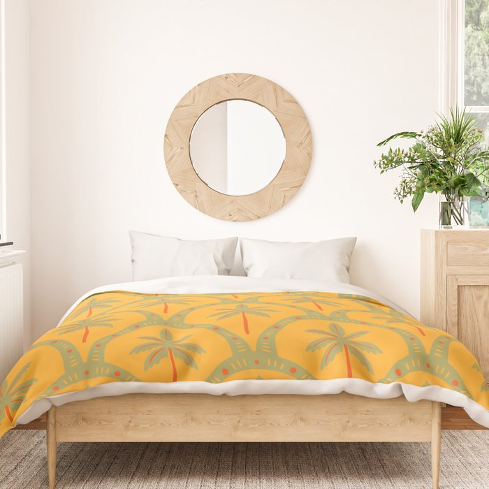 Vintage summer palm tree art pattern Duvet Cover Gallery Image 3