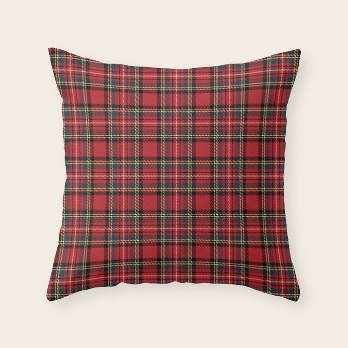 RED TARTAN â Royal Stewart inspired | Collection : Plaid âs not dead â Classic Punk Prints Throw Pillow Gallery Image 1