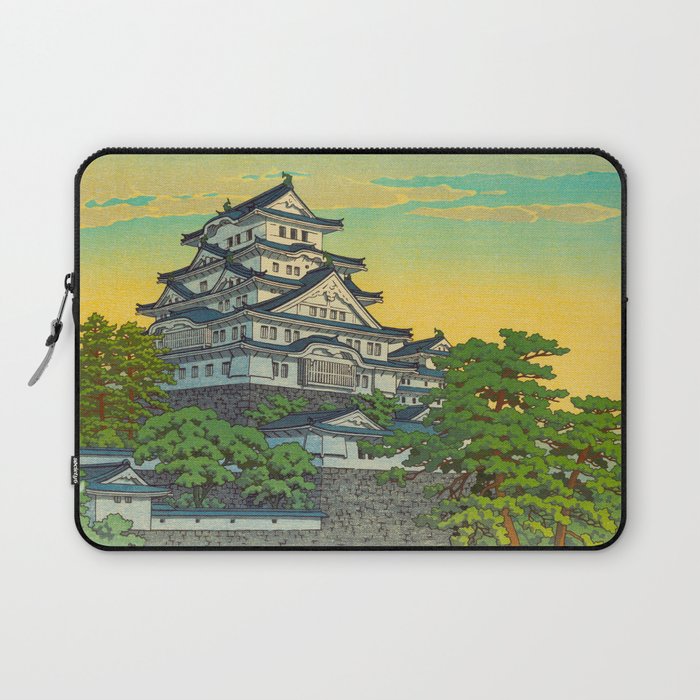 Kawase Hasui Vintage Japanese Woodblock Print Himeji Castle Laptop Sleeve Gallery Image 1