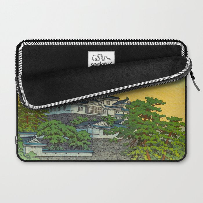 Kawase Hasui Vintage Japanese Woodblock Print Himeji Castle Laptop Sleeve Gallery Image 2