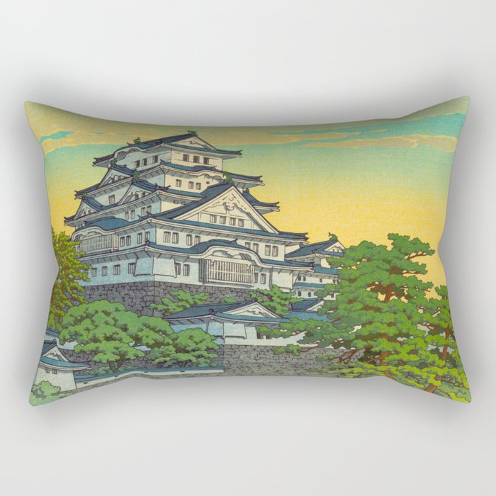 Kawase Hasui Vintage Japanese Woodblock Print Himeji Castle Rectangular Pillow Gallery Image 1