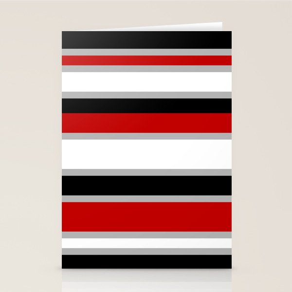 Modern Horizontal Stripes // Red, Gray, Black and White Stationery Card Gallery Image 2