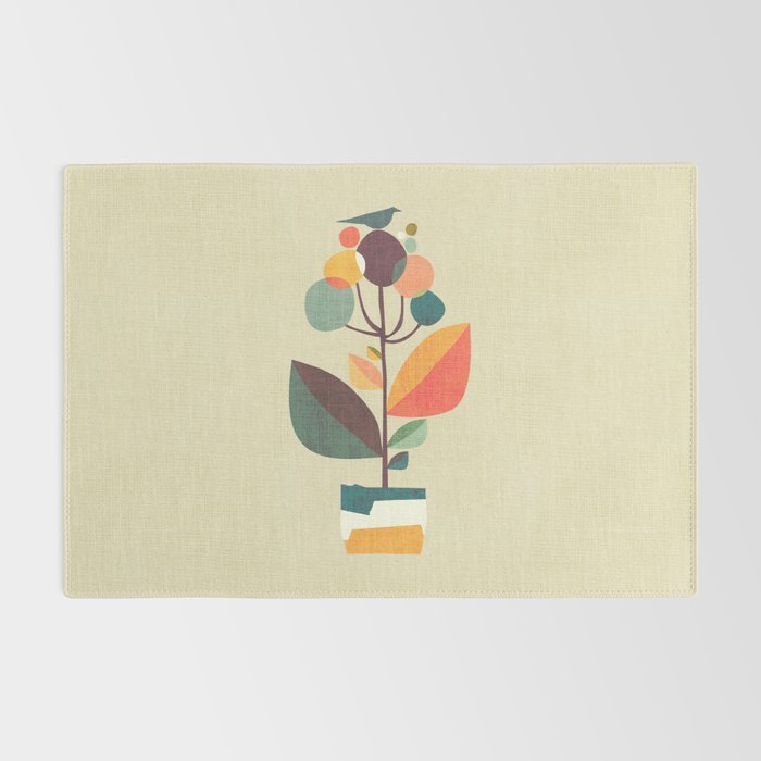 Potted plant with a bird Rug Gallery Image 2