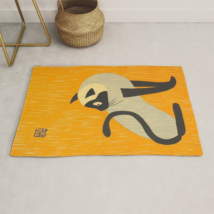 Asai Kiyoshi Japanese Woodblock Siamese Cat Midcounty Modern Art Rug Gallery Image 1