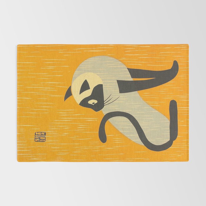 Asai Kiyoshi Japanese Woodblock Siamese Cat Midcounty Modern Art Rug Gallery Image 2