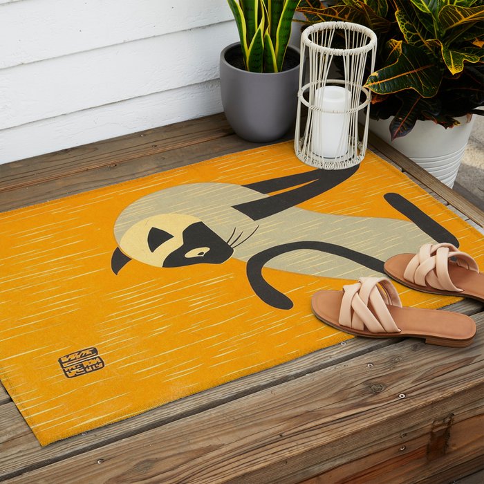 Asai Kiyoshi Japanese Woodblock Siamese Cat Midcounty Modern Art Outdoor Rug Gallery Image 2