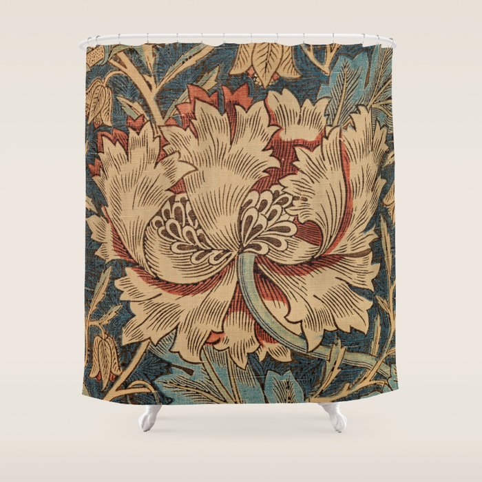 William Morris Honeysuckle Floral Shower Curtain Gallery Image 1