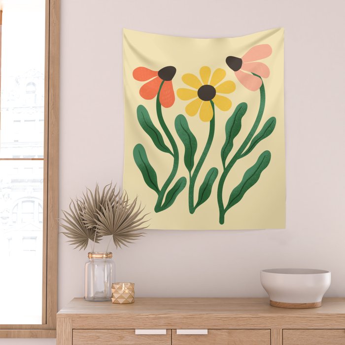 Brown Eyed Susans Flower Market Wall Tapestry Gallery Image 2