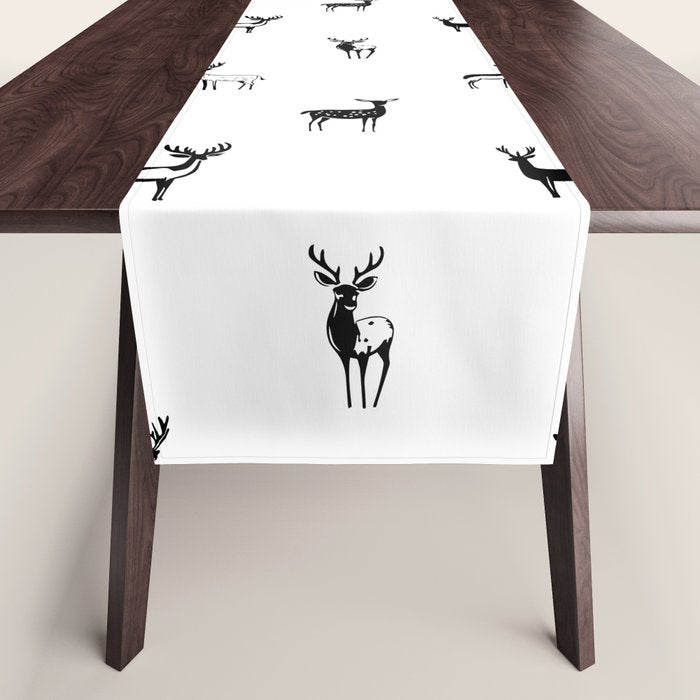 Reindeer animal doodle art pattern Table Runner Gallery Image 1