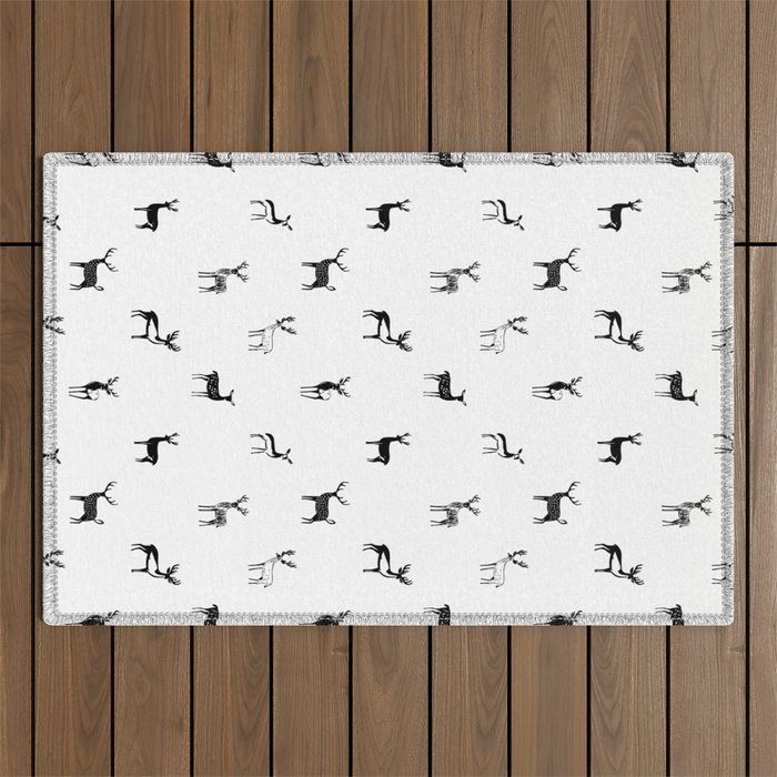 Reindeer animal doodle art pattern Outdoor Rug Gallery Image 1