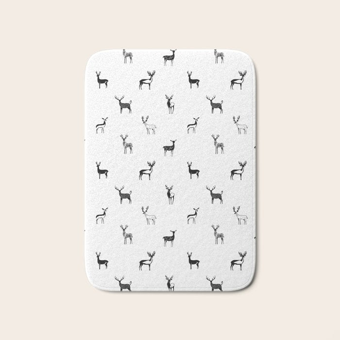 Reindeer animal doodle art pattern Bath Mat Gallery Image 1