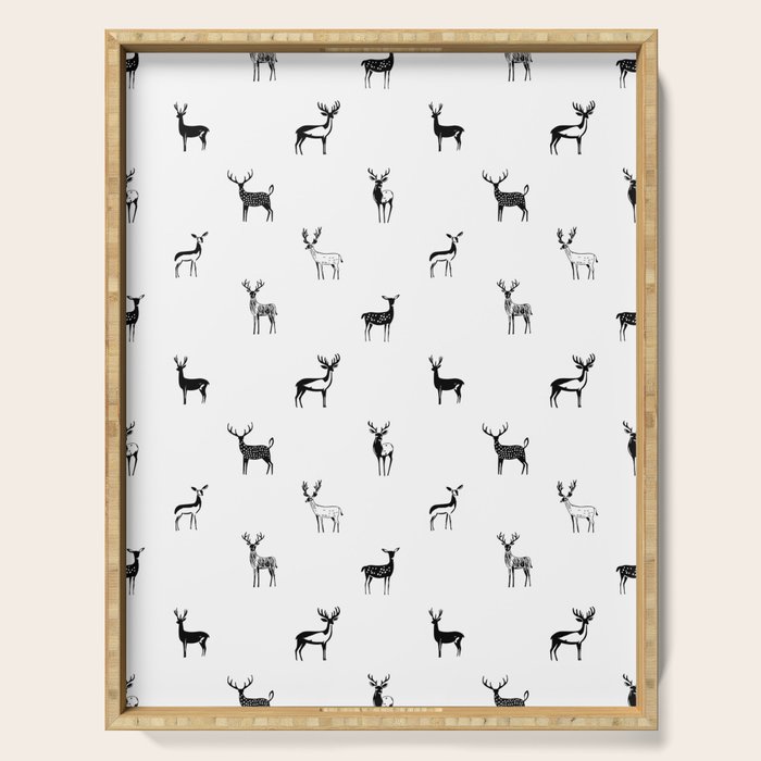 Reindeer animal doodle art pattern Serving Tray Gallery Image 1