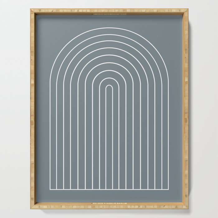 Minimal Arch XLVII Neutral Grey Blue Modern Geometric Lines Serving Tray Gallery Image 1