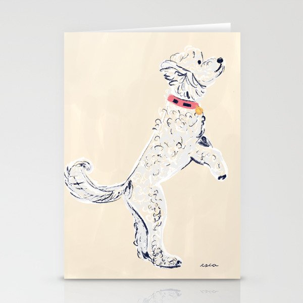 White Poodle  Stationery Card Gallery Image 1