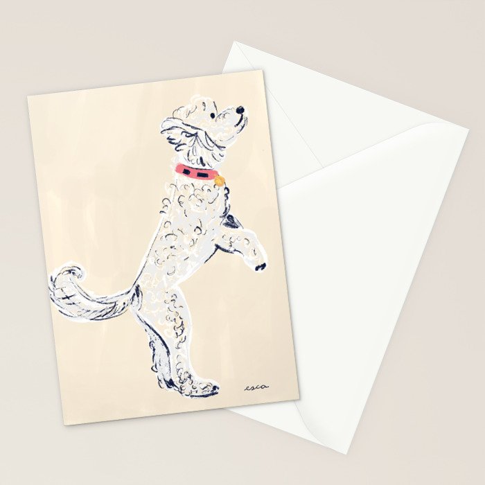 White Poodle  Stationery Card Gallery Image 2