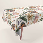Hand Painted Peony Florals Tablecloth Gallery Image 1