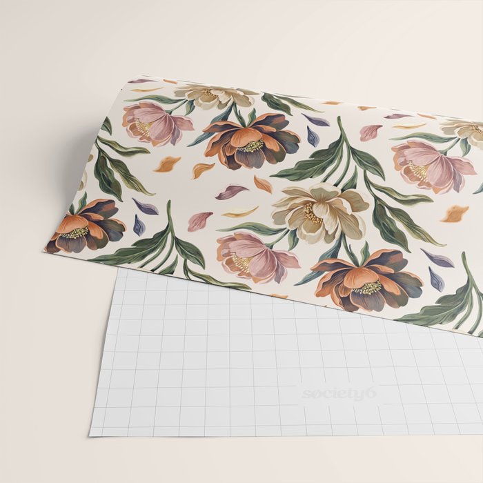 Hand Painted Peony Florals Wrapping Paper Gallery Image 2