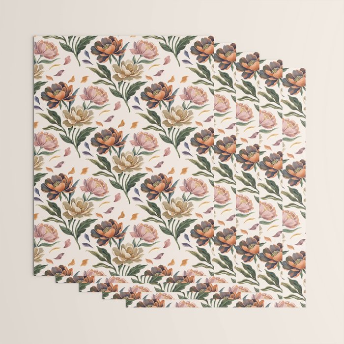 Hand Painted Peony Florals Wrapping Paper Gallery Image 3