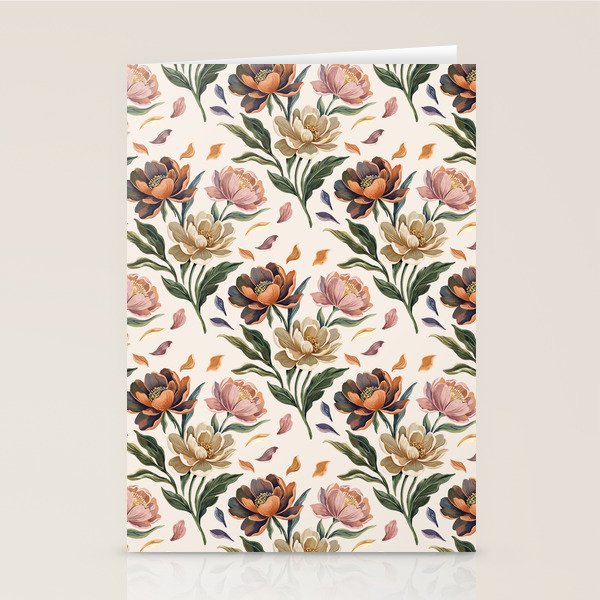 Hand Painted Peony Florals Stationery Card Gallery Image 2