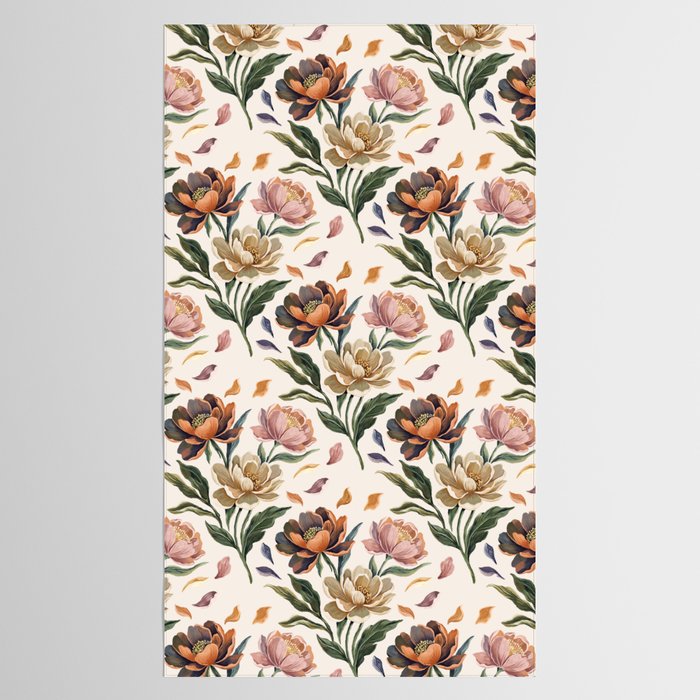 Hand Painted Peony Florals Tablecloth Gallery Image 2