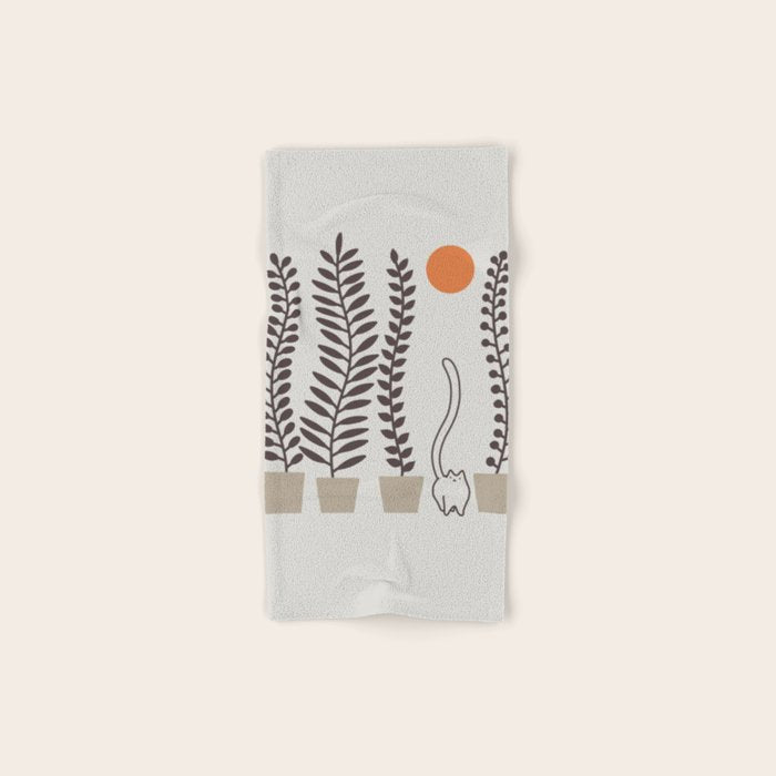 Cat and Plant 64: Dancing Tail Bath Towel Gallery Image 1