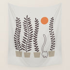 Cat and Plant 64: Dancing Tail Wall Tapestry Gallery Image 4