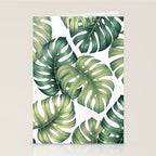 Monstera botanical leaves illustration pattern on white Stationery Card Gallery Image 2