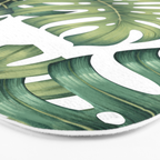 Monstera botanical leaves illustration pattern on white Bath Mat Gallery Image 3