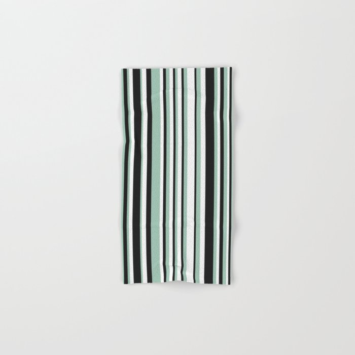 Classic Stripes XII - Mint, Black and White Bath Towel Gallery Image 1