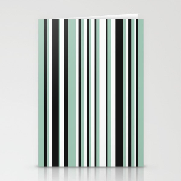 Classic Stripes XII - Mint, Black and White Stationery Card Gallery Image 1