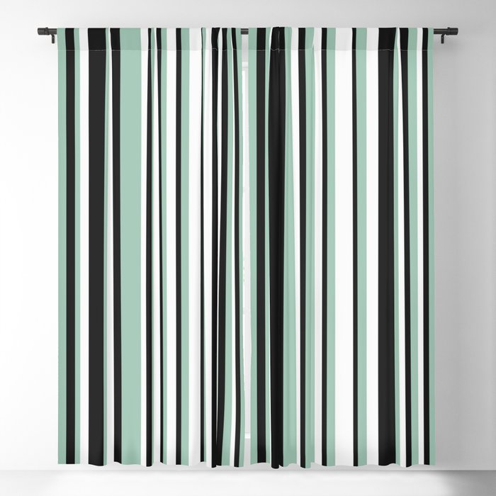 Classic Stripes XII - Mint, Black and White Window Curtain Gallery Image 5