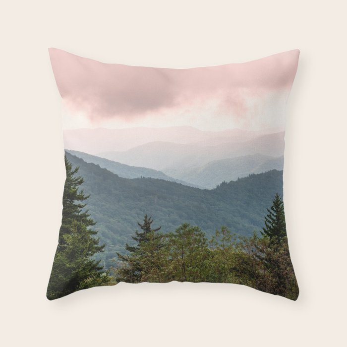 Great Smoky Mountain National Park Sunset Layers III - Nature Photography Throw Pillow Gallery Image 1
