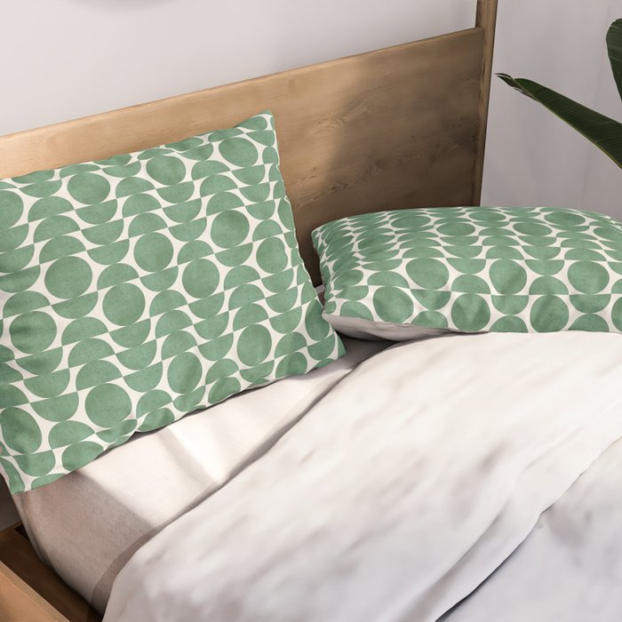 Green Retro Scandinavian - Mid Century Modern Pillow Sham Gallery Image 2