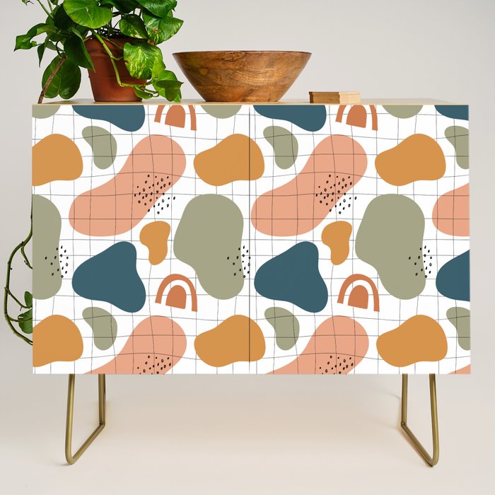 Abstract organic shape art pattern Credenza Gallery Image 1