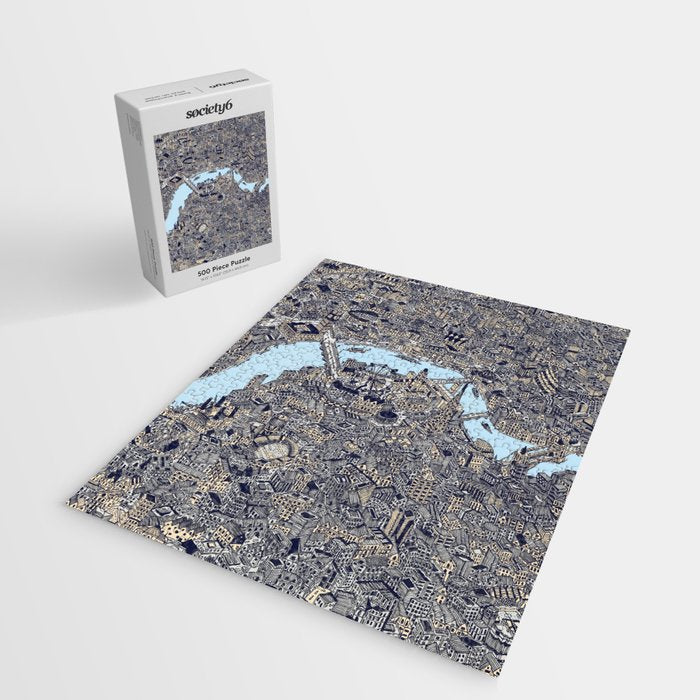 London color map city drawing illustration Thames Jigsaw Puzzle Gallery Image 2