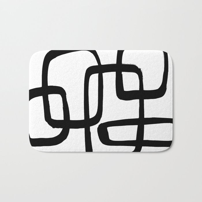 Retro Ink White Background Bath Mat Gallery Image 1