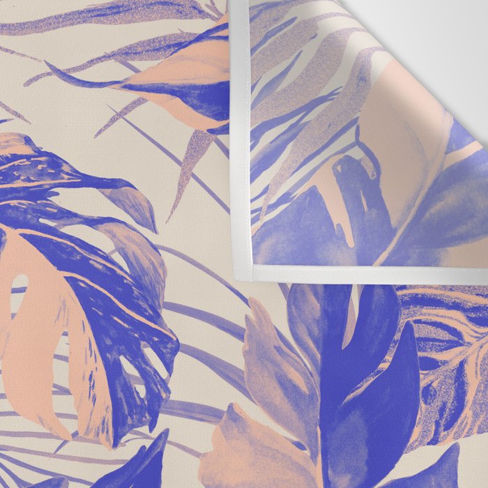 Blue and pink leafy jungle J Wall Tapestry Gallery Image 3