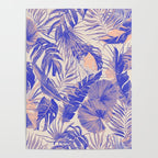 Blue and pink leafy jungle J Poster Gallery Image 4