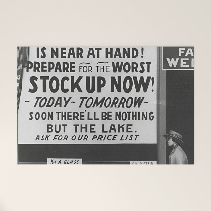 Prohibition restaurant advertising liquor and beer warning customers to stock up now on liquor and beer before prohibition goes into affect black and white illustration photograph - photography - photographs ad Welcome Mat Gallery Image 1