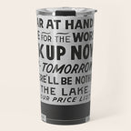 Prohibition restaurant advertising liquor and beer warning customers to stock up now on liquor and beer before prohibition goes into affect black and white illustration photograph - photography - photographs ad Travel Mug Gallery Image 1