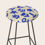 Abstract blue flower collage art pattern Stool Gallery Image 2